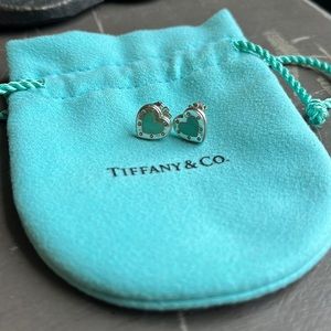 TIFFANY & CO RETURN TO TIFFANY LOVE TIFFANY BLUE STERLING SILVER HEART EARRINGS
